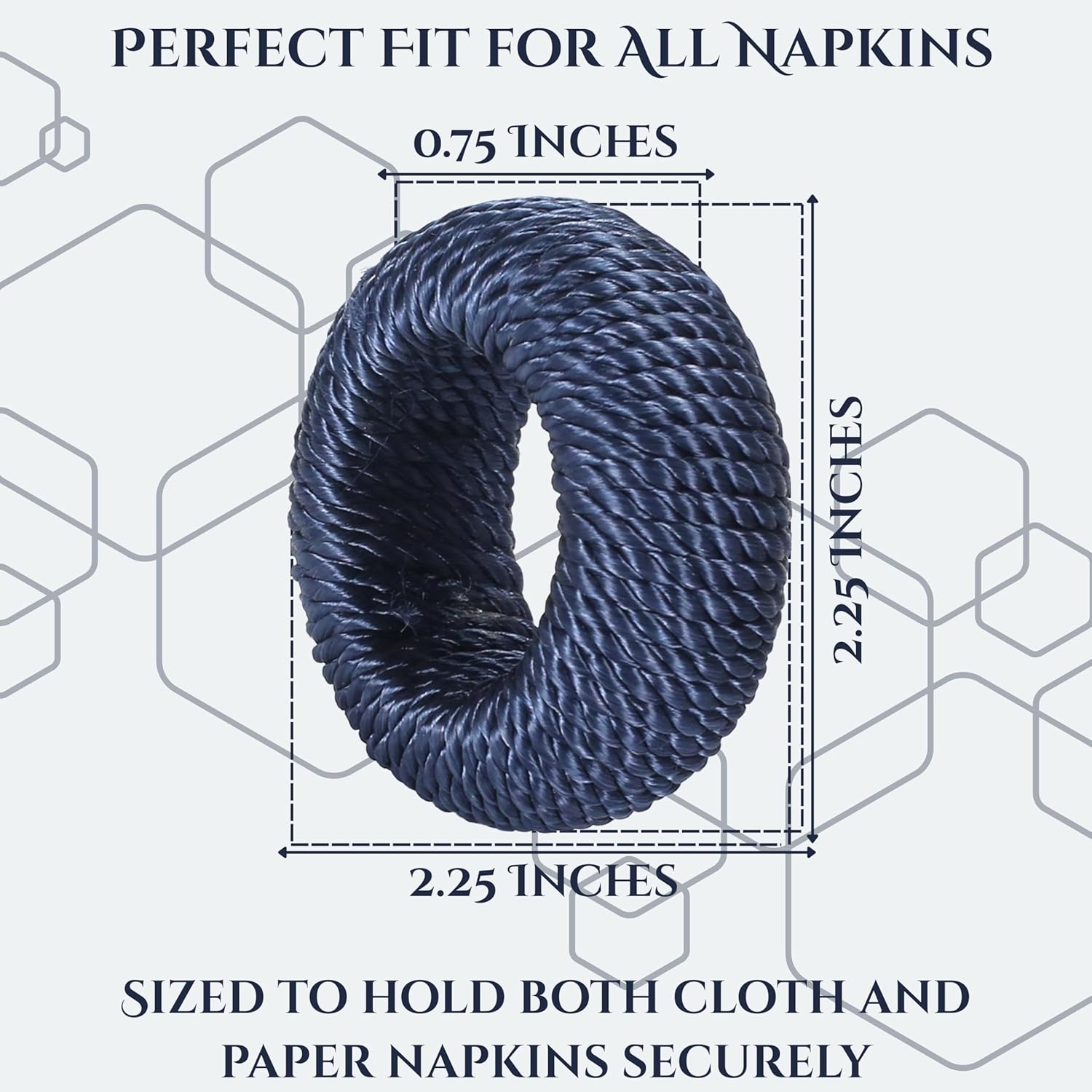 50 Pcs Woven Napkin Rings - Handcrafted Plastic & Rayon Decorative Napkin Holders for Table Settings, Dinner Parties, Weddings, Holiday Décor, Rustic Farmhouse Style (Navy Blue) - ALPHA Living HOME