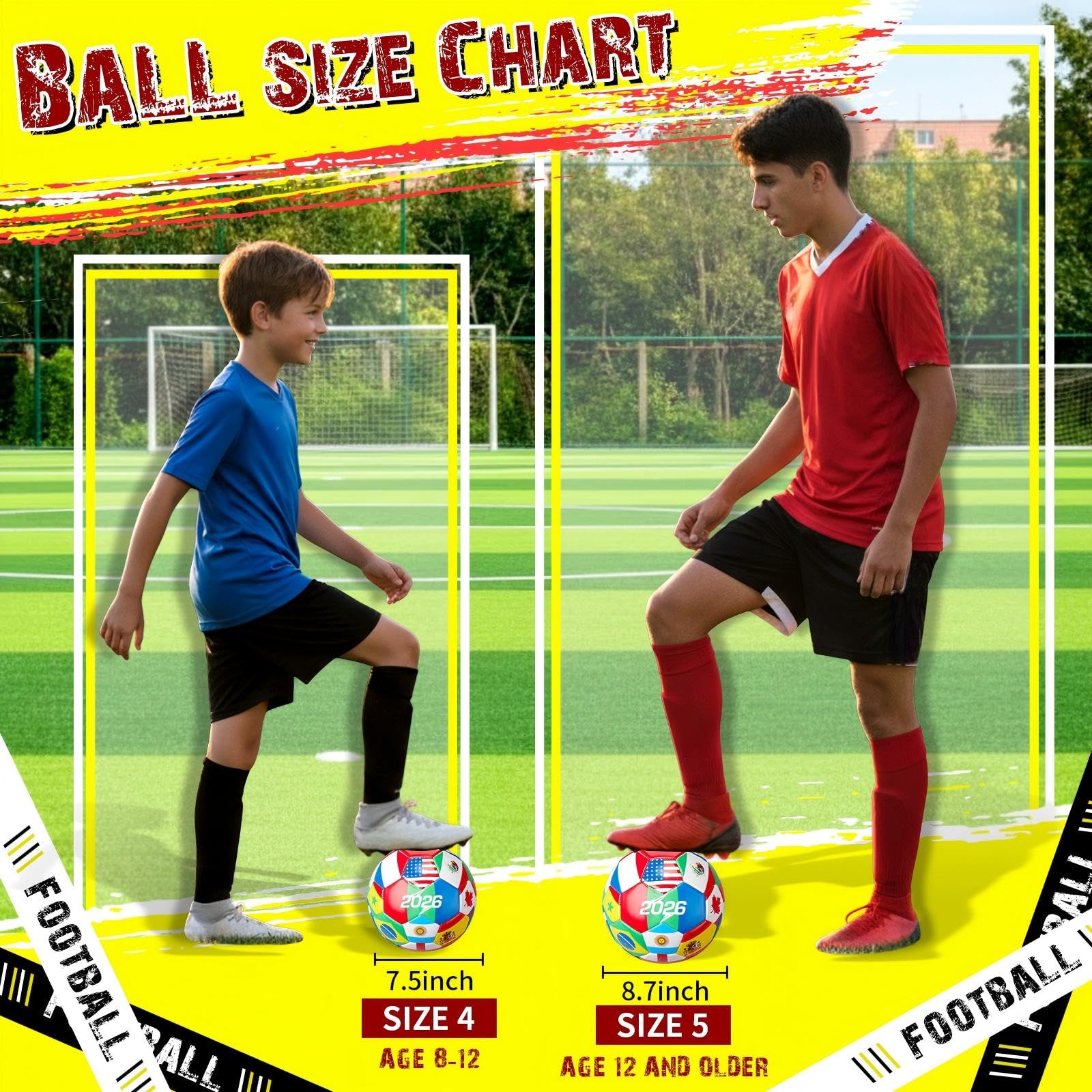 Tellingyou World Flag Soccer Ball Country Flags Training Ball 2026 International Multi Country Design with Pump Needle and Storage Bag for Team Practice Club Games Soccer Fan Gifts - 2