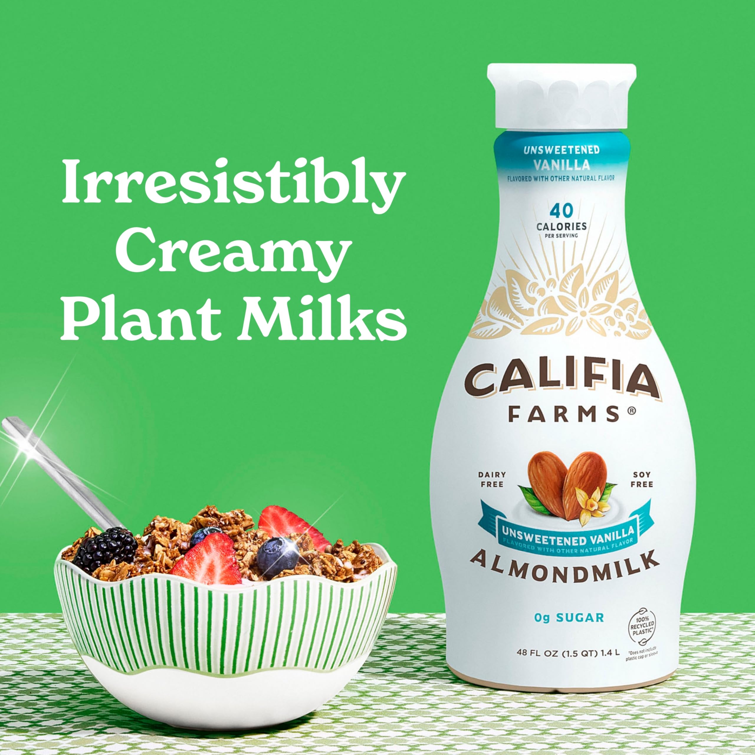Califia Farms - Unsweetened Vanilla Almond Milk 48 Oz Dairy Free Vegan Plant Based Keto Gluten Free Non — view 3
