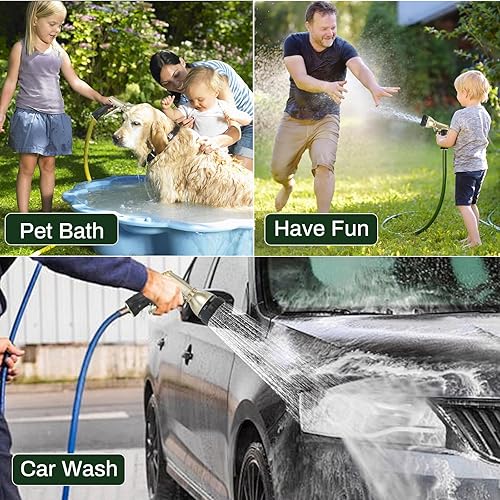 Miniatura 7 de ARXIVE Boquilla de manguera de jardín, rociador de mano de alta presión resistente, boquilla rociadora de manguera de agua 100% metal con 7 patrones