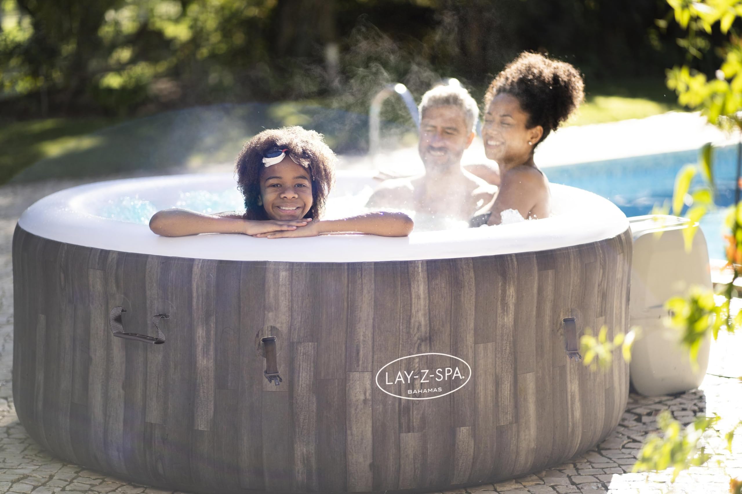 Spa Gonflable Rond Lay-Z-Spa® Bahamas Airjet™ Motif Bois 2 à 4 Personnes, 180 x 66 cm