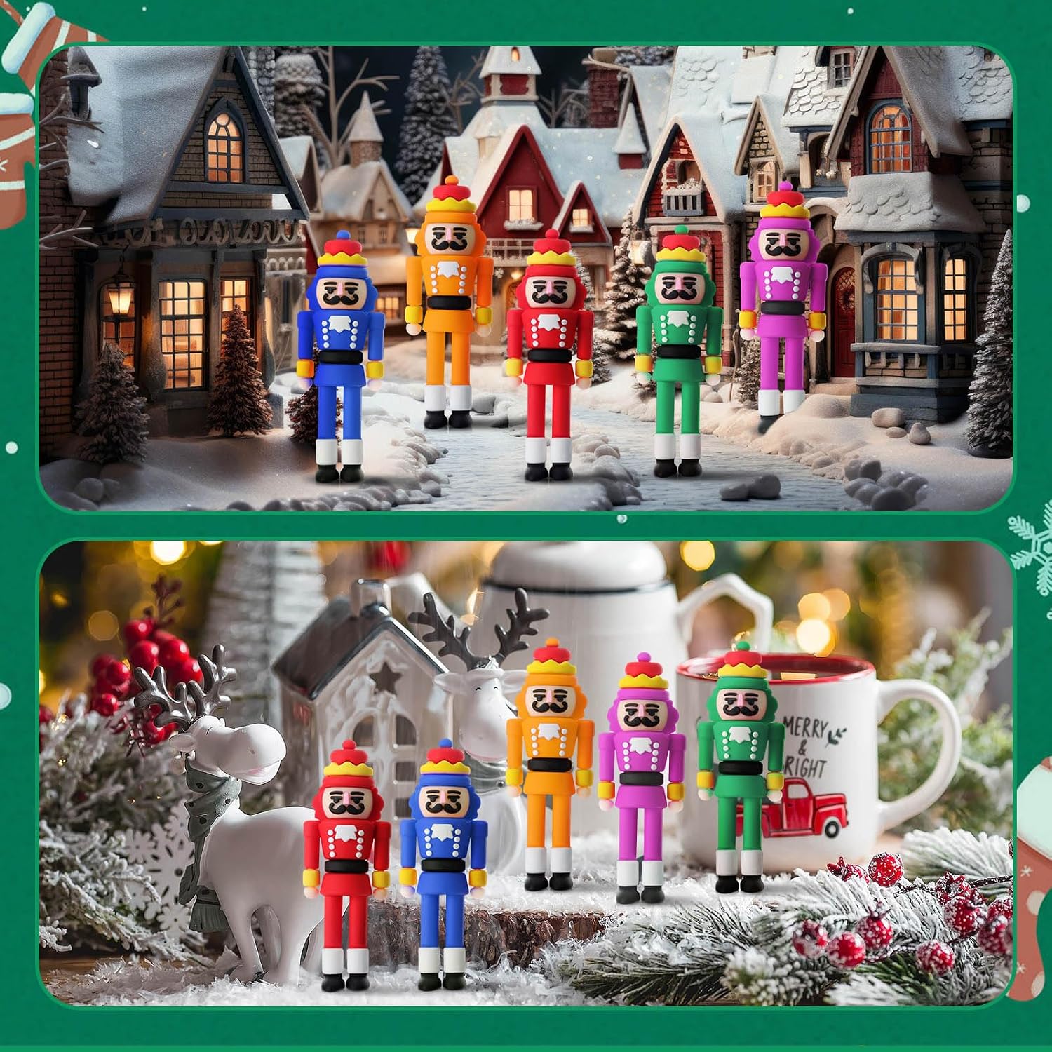 Chunful 50 Pcs Christmas Mini Nutcracker Figures Decor Small Nutcracker Figures Soldier Ornament for Christmas Stocking Stuffer Treat for Tabletop Home Collectible Decor Party Favors Gifts