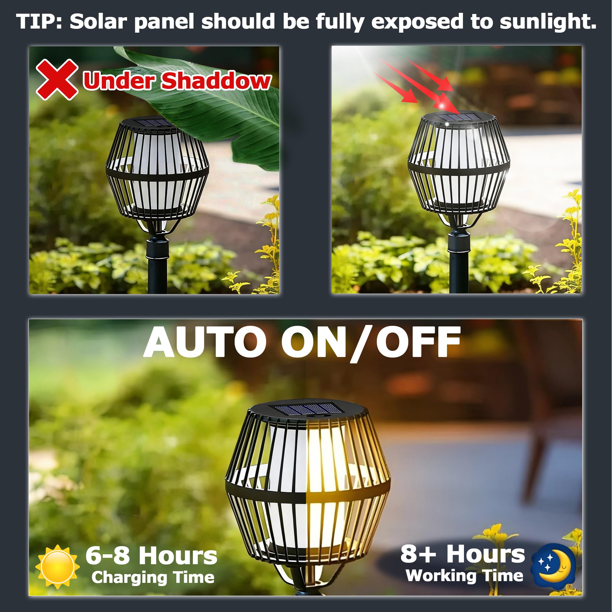 Repuesto Luz Solar LED 7cm para Farolillo Exterior, Luz Cálida, 1.2V 600mAh, IP44 Lámpara Solar para Linterna de Jardín Exterior, Parte Superior de Repuesto Luces Solares, 4 piezas