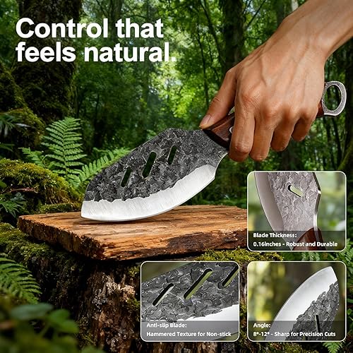 Miniatura 3 de KOFERY Cuchillo de carnicero japonés hecho a mano, cuchillo de pescado con funda para cocina, camping y barbacoa, gran idea de regalo