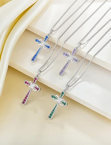 Miniatura 4 de YL - Collar con cruz, dije de infinito de plata de ley 925, joyería religiosa cristiana, regalo de bautismo