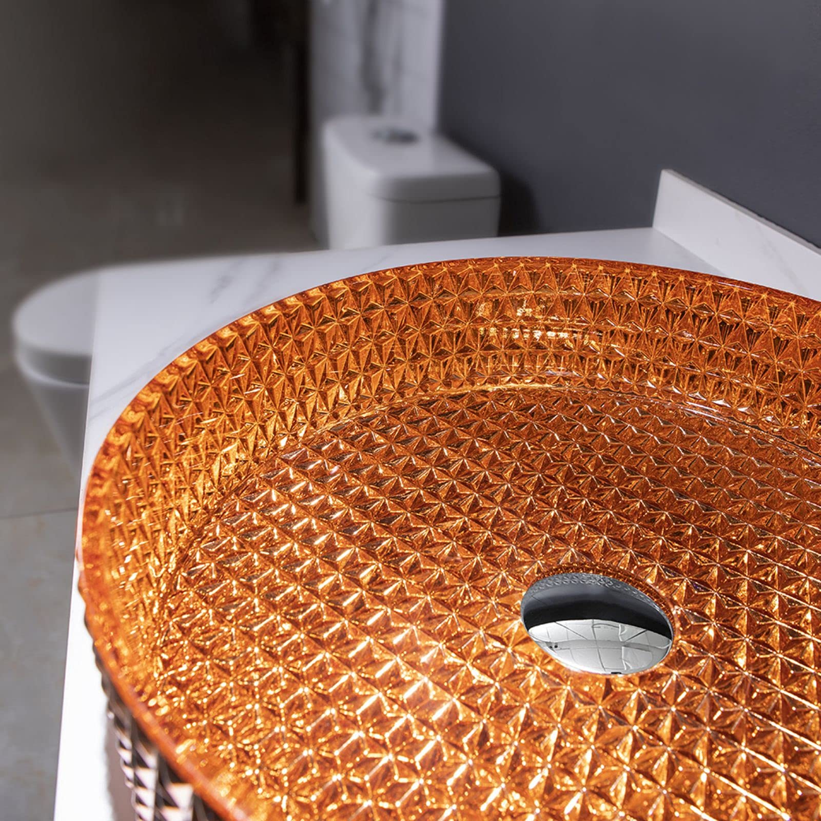 Umywalka łazienkowa nablatowa, ceramiczna umywalka nablatowa okrągła 15-calowa artystyczna umywalka nablatowa z porcelany,