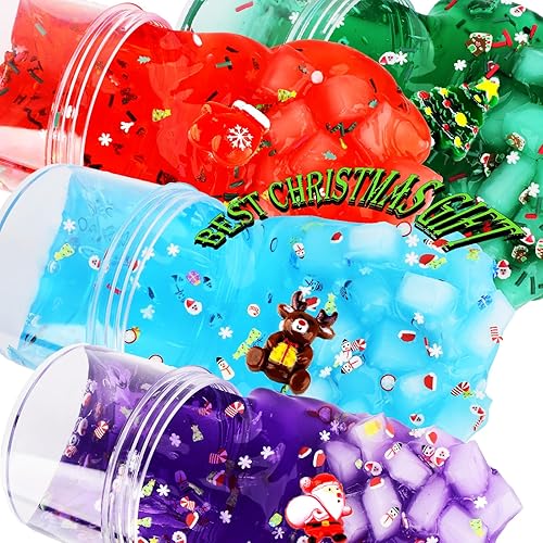 Miniatura 6 de 4 paquetes de kit de slime de cristal en forma de cubo de gelatina, pegamento crujiente prefabricado para niños, slime transparente brillante, suave