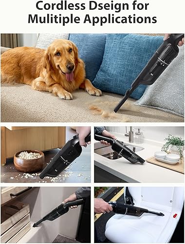 Miniatura 4 de Aspiradora de mano, inalámbrica y recargable, potente succión de 15 KPa, tiempo de funcionamiento de 30 minutos, taza de polvo de 16.9 fl oz, para