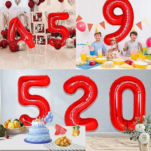 Miniatura 4 de Globo rojo gigante del número 6 de 40 pulgadas, globos de aluminio de Mylar con helio para fiestas de cumpleaños, decoraciones de cumpleaños n. 6