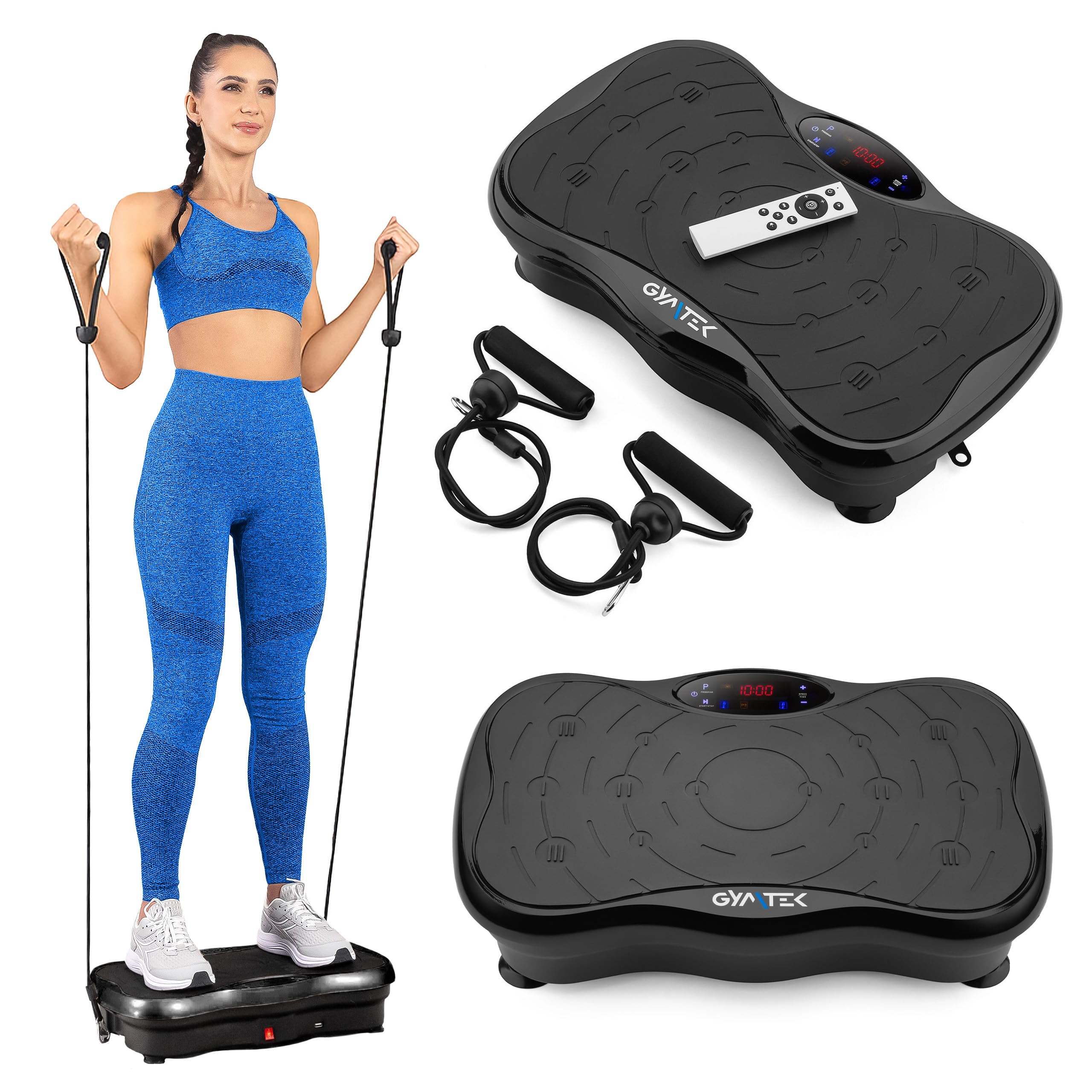 Gymtek Vibrationsplatte - Rüttelplatte Sport für Zuhause mit 99 Geschwindigkeitsstufen, 5 Trainingsprogrammen und Touchscreen – Ideal für Gewichtsabnahme, Fettverbrennung und Muskelaufbau