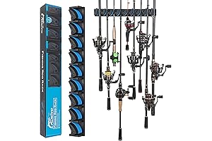 PLUSINNO Vertical Fishing Rod Holder, Wall Mounted Fishing Rod Rack