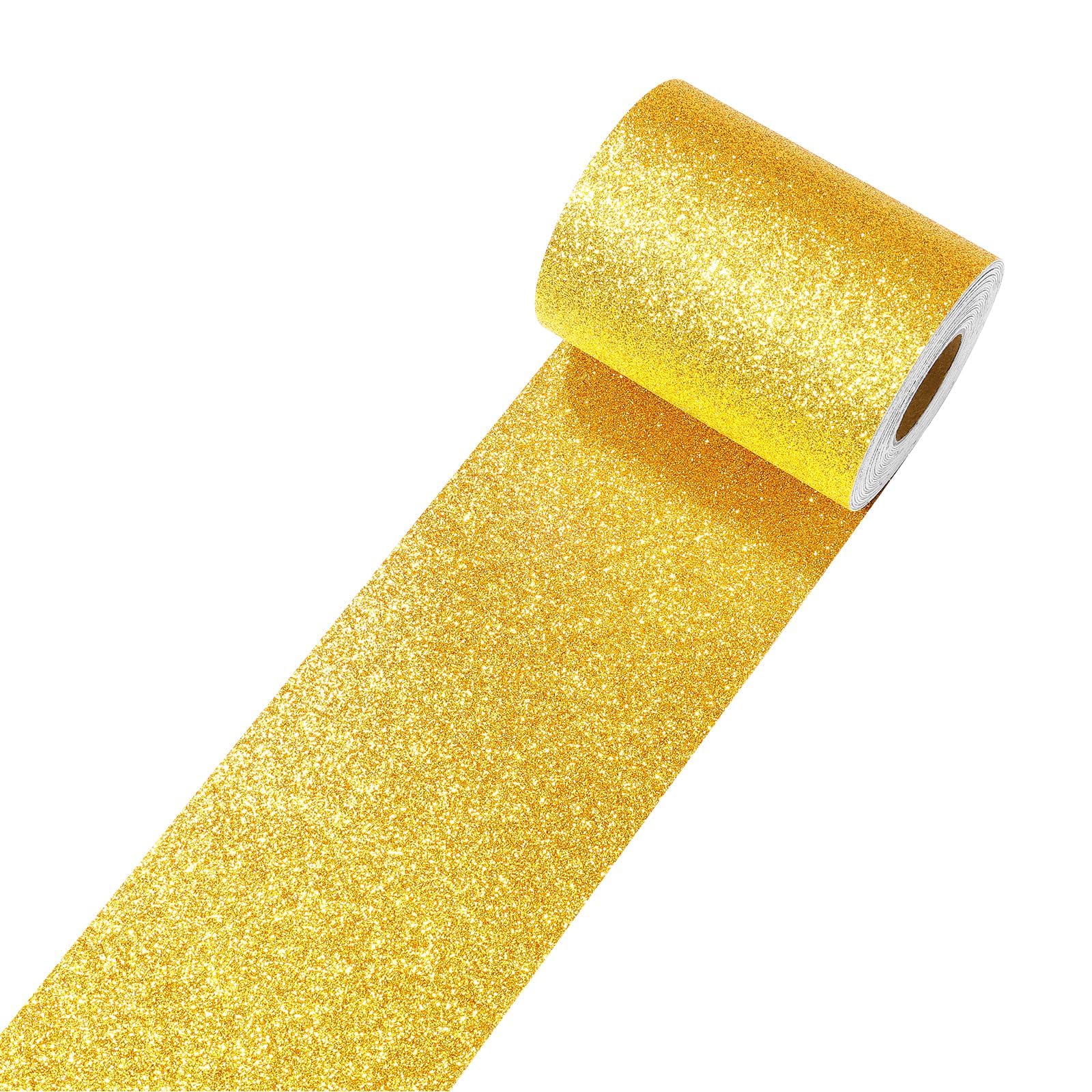 Decotalk Bordo Adesivo Per Mobili Glitterato Oro 10X600cm Bordo Per Carta da Parati Bordi Autoadesivo Parete Con Glitter Pellicola Adesiva Per Mobili Oro Carta da Parati Adesiva Camera da Letto