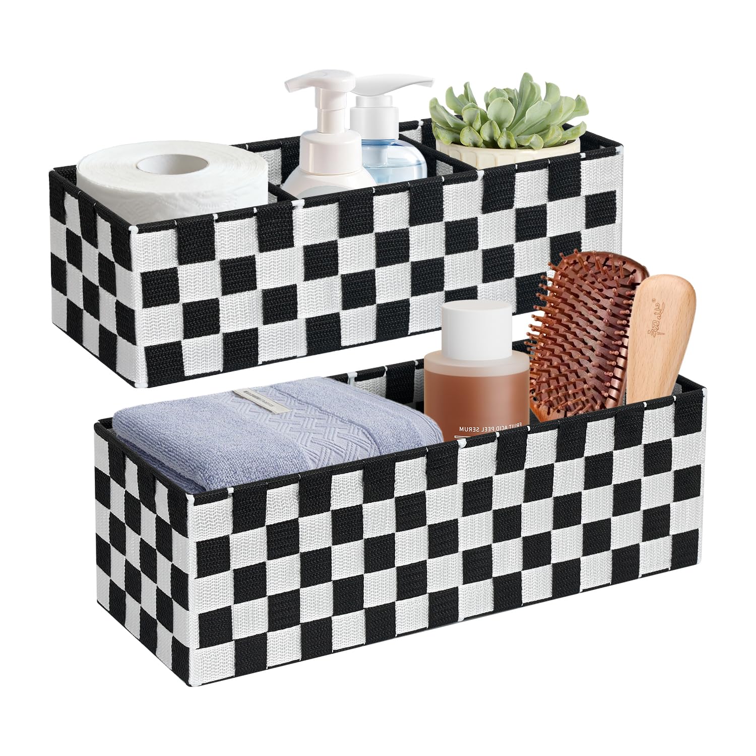 Panier de commode damier 40cm pour organiser la chambre et le salon de coiffure