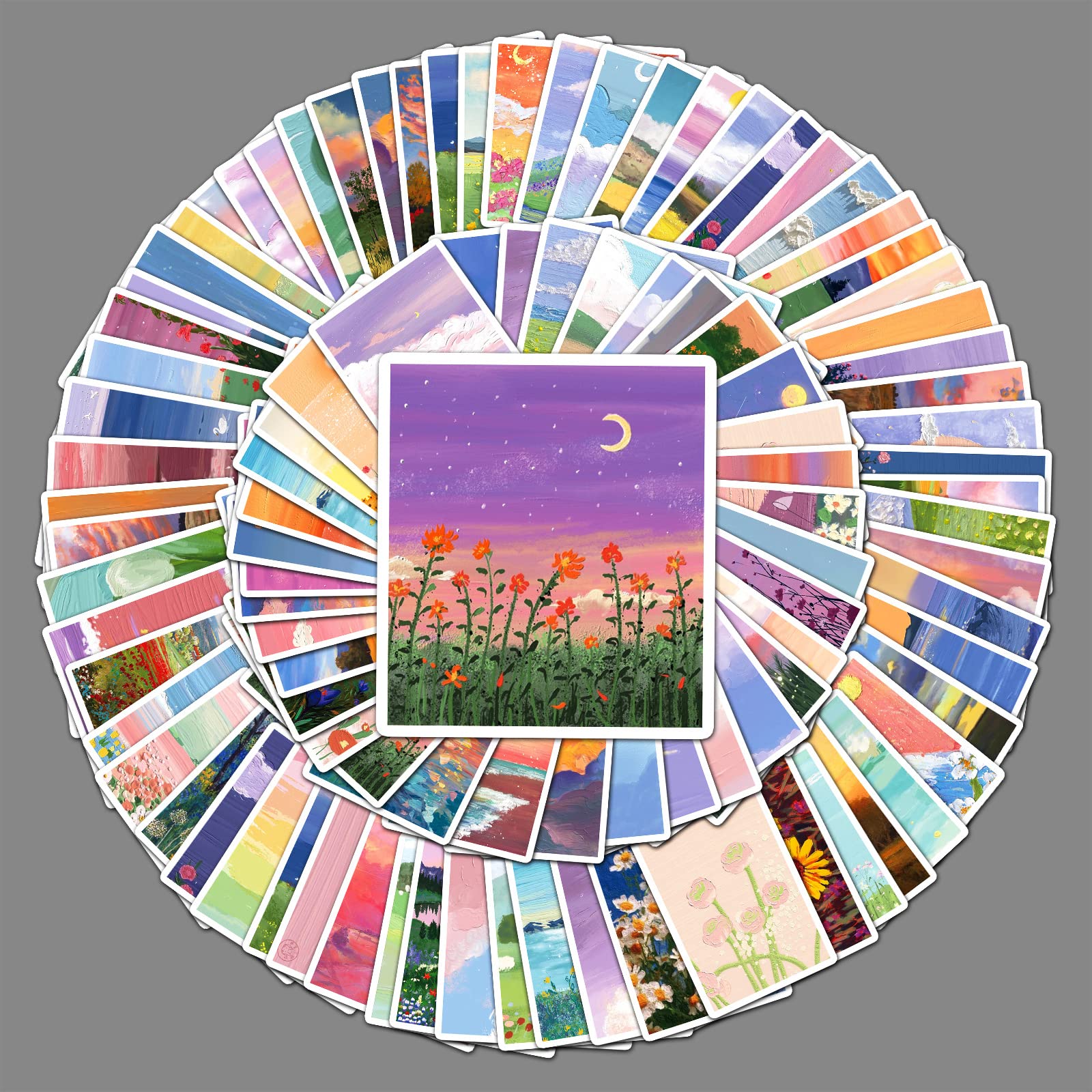 Bric Dodo Men's 100Pcs Scenery Stickers Laptop Car Scrapbook Phone Skateboard Aesthetic Nature Landscape Stickers Vinyl Waterproof Aesthetic Personalised Stickers For Teens Boys Girls Adults Children