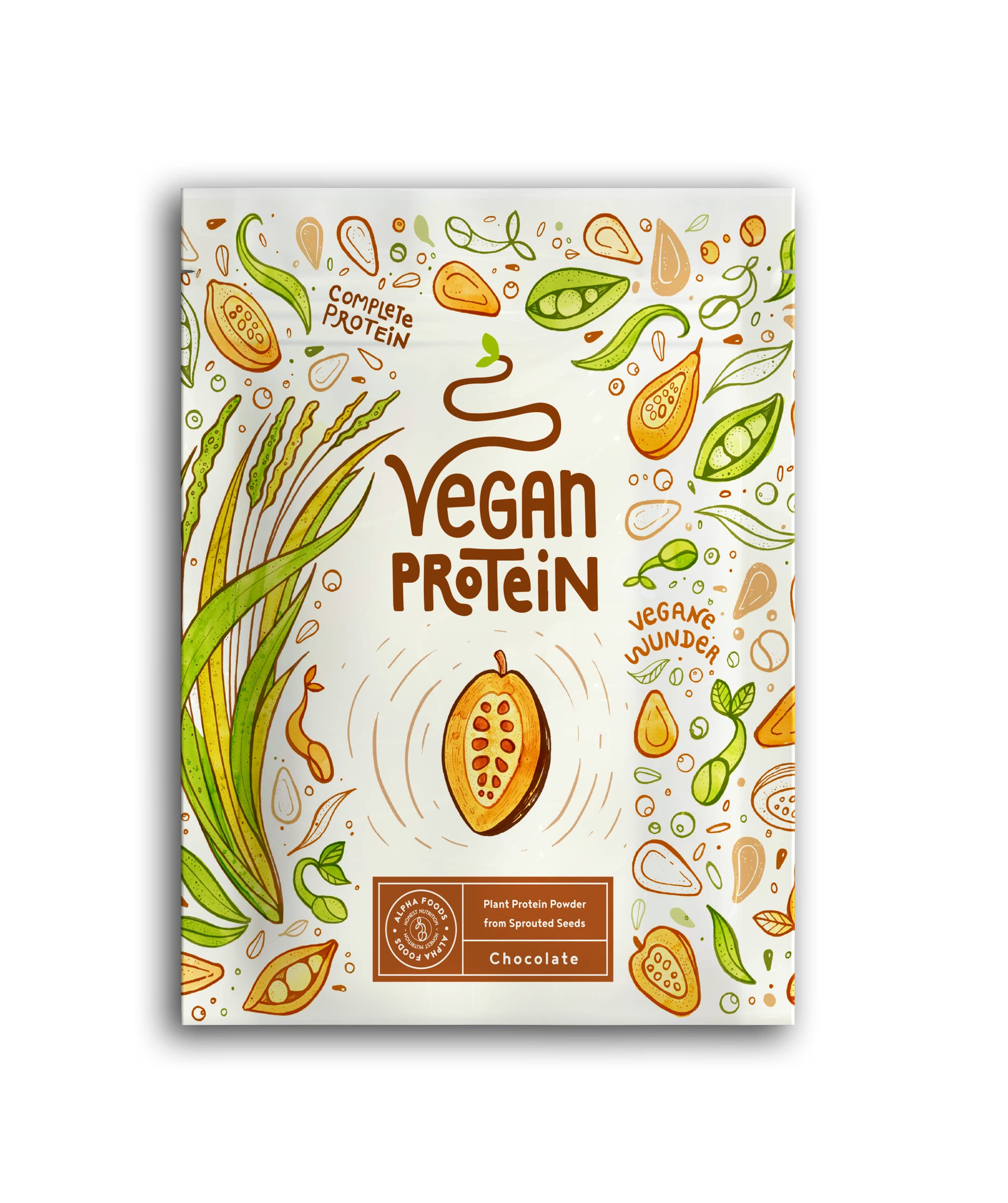 Veganes Proteinpulver | Schokolade | 30g Probierpäckchen Eiweißpulver | Produktprobe | Premiumqualität Protein | Made in Germany | Alpha Foods
