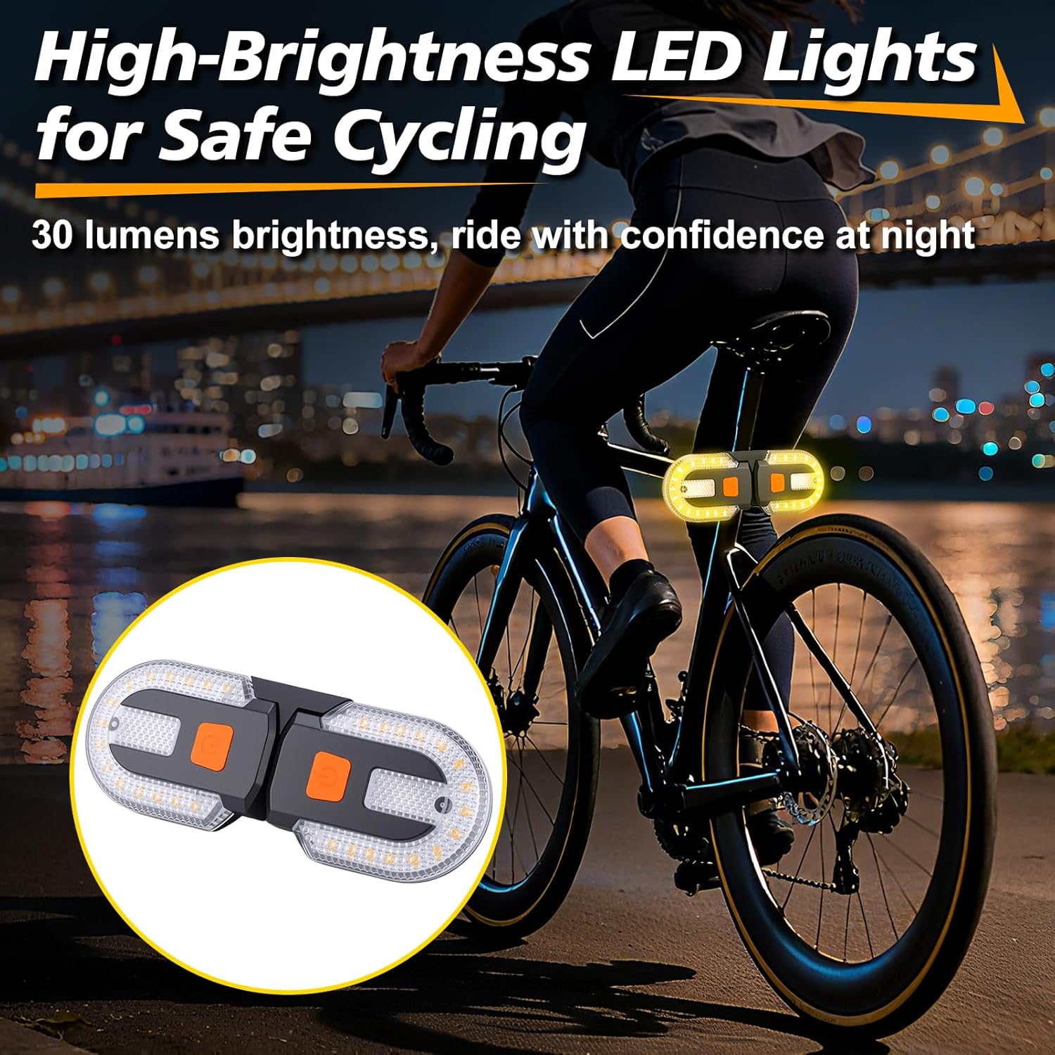 Gugxiom Bike Tail Light with Turn Signals, Waterproof Bike Indicators 5 Mode, USB Rechargeable, Remote Control Split Rear Bicycle Lights for Night Riding Safety Warning