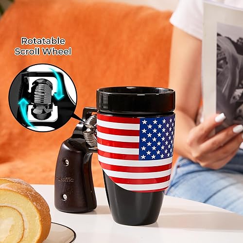 Miniatura 5 de Pukomc Taza de café de cerámica, regalos de cumpleaños para hombres y mujeres, regalos para el padre, tazas de café para hombres (16 onzas) (negro y
