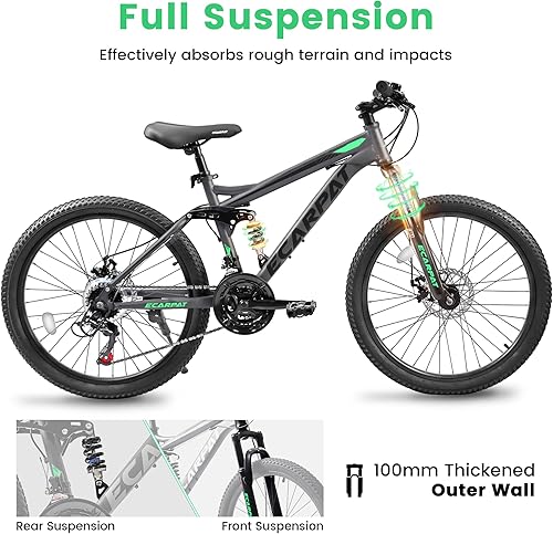 Miniatura 20 de 24/26/27.5 Inch Wheel Mountain Bike, 21 Speed MTB Bike with Full/Front Suspension, Steel Frame and Dual Disc Brakes, Adult Mens Outdoor Cycling