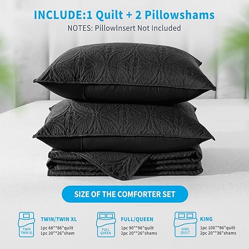 Miniatura 5 de MASVIS Juego de edredón tamaño King, colcha ligera de microfibra acolchada para todas las estaciones, edredones clásicos con patrón de monedas,