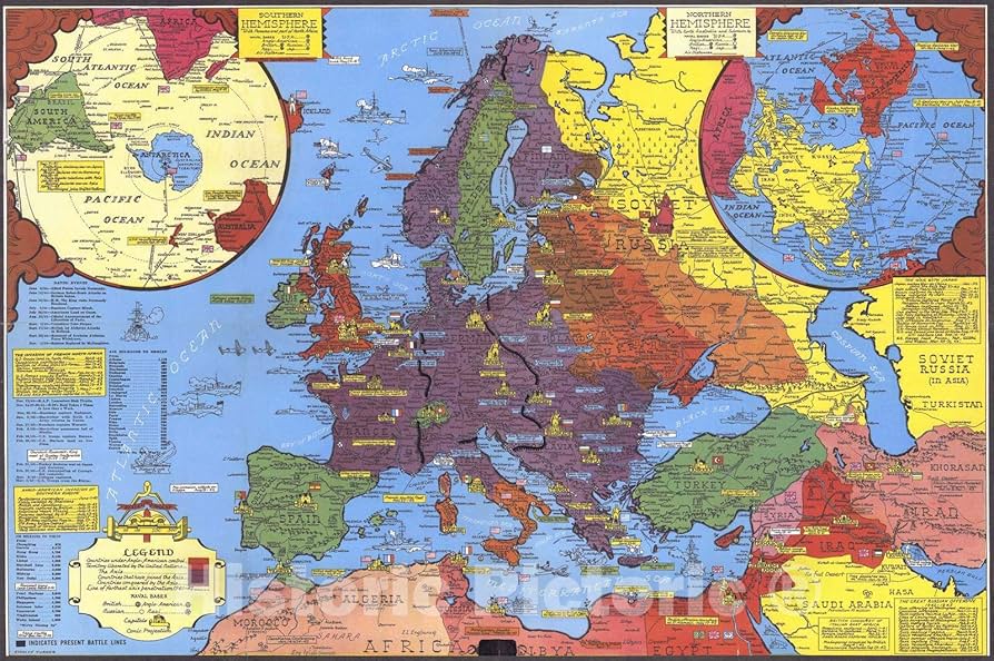 Amazon.com: Historic Pictoric World War II map. by Stanley