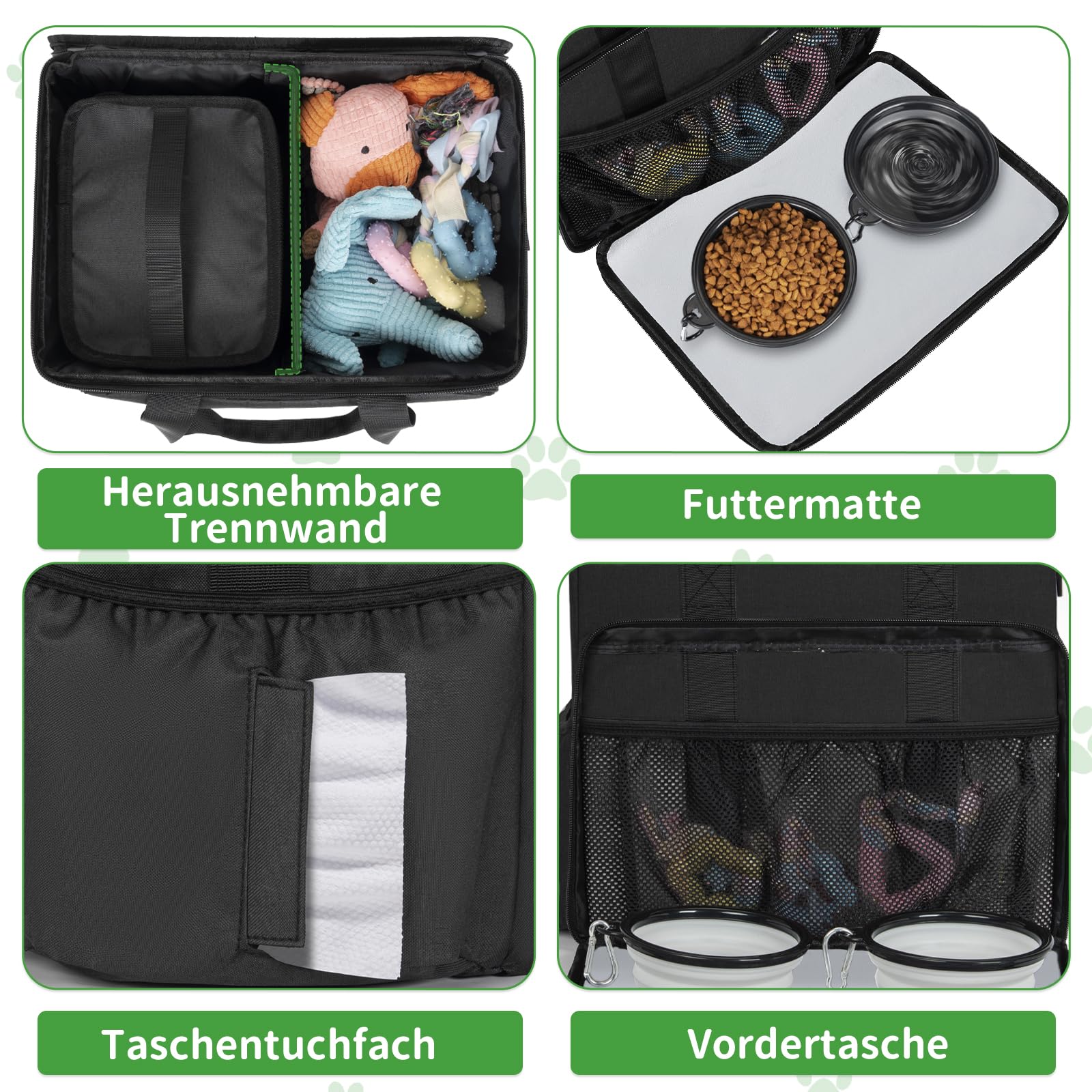OUUTMEE Ldeal Sac à friandises pour chien avec bandoulière - 25 l - Pour les excursions de week-end - Noir