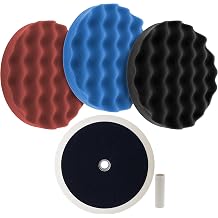 TCP Global Professional 3 Pad Buffing and Polishing Kit with 8 Inch Waffle Foam Pads for Car Detailing - Complete Polisher Buffing Pad Set with 5/8" Threaded Backing Plate