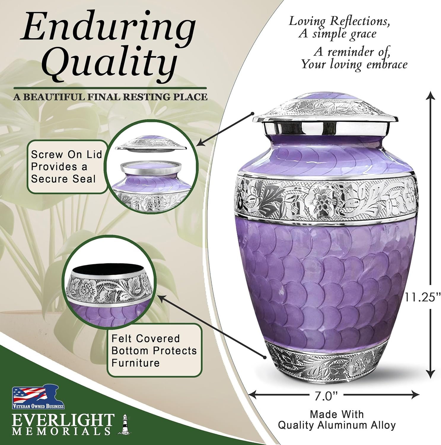 Forever After Cremation Urns for Human Ashes - Forever Lavender Large Decorative Urn for Adult Men & Women - Burial Urns for Adult Human Ashes - Image 3