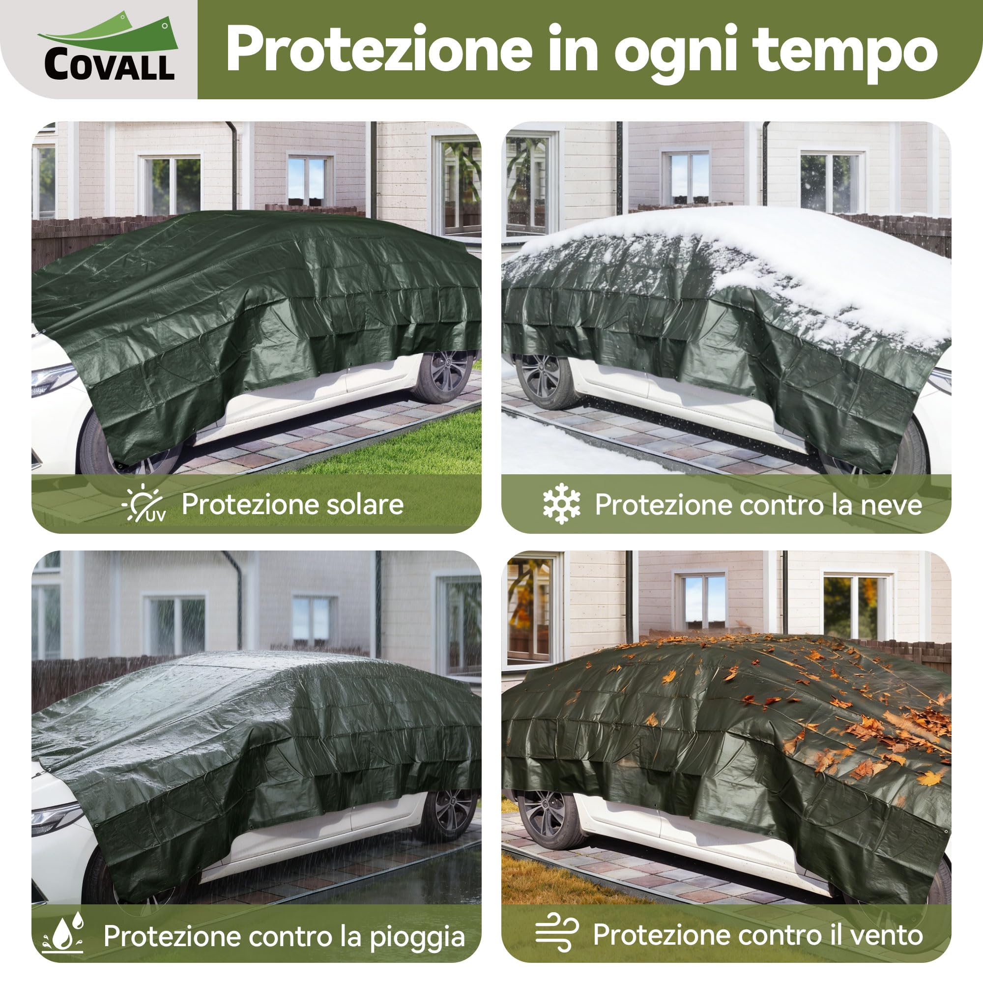 Telo Telone 2x3m telo impermeabile esterno，140g/㎡ telone Resistente Anti-UV Anti-Rottura Telo Fondale con Occhielli Rinforzati,Copertura Multiuso per Campeggio Piscina Tetto Auto Mobili Patio