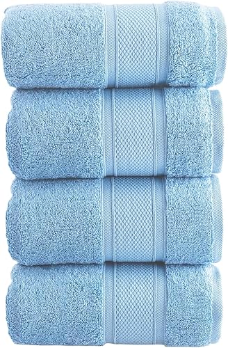 HALLEY Toallas de mano 100% algodón turco (paquete de 4)  Calidad de hotel y spa  Toallas decorativas supersuaves, de secado rápido y absorbentes,