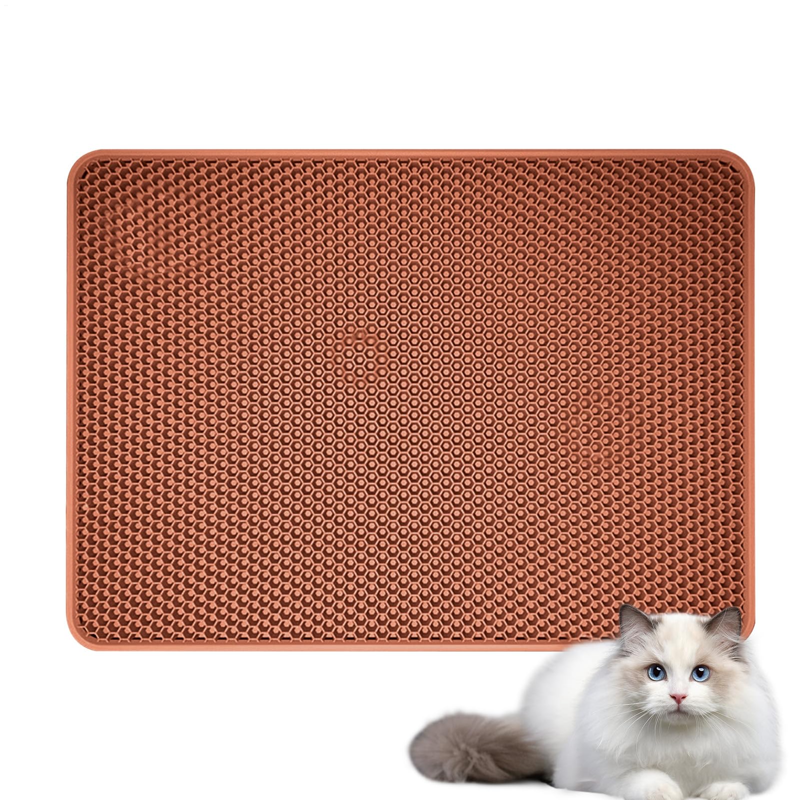 Alfombrilla para arenero de gatos – Alfombrilla de doble capa impermeable | y lavable, alfombra de profundo para areneros de gatos con base antideslizante, protección del suelo para gatos, gatito