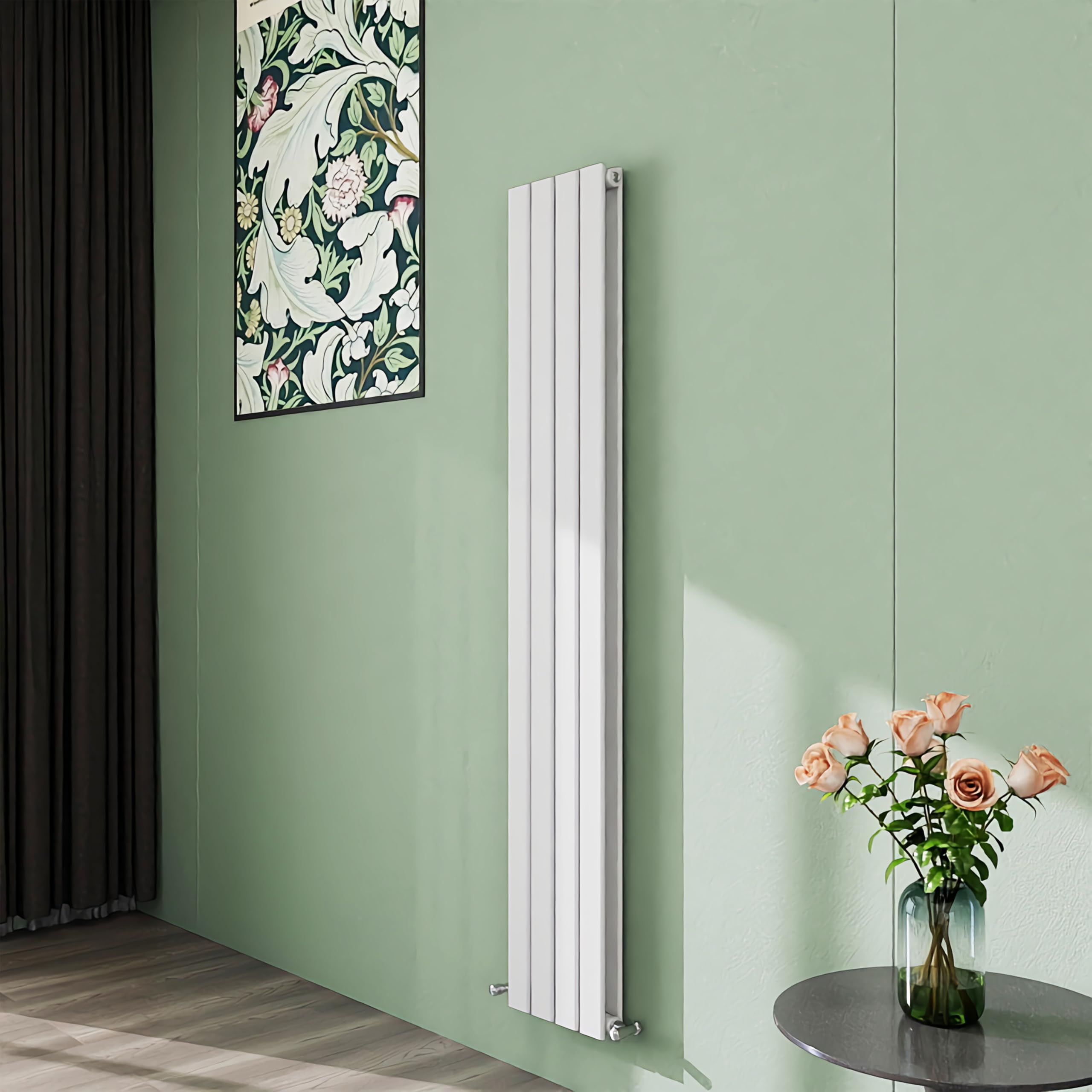 Simple Bathroom 1600ร272mm Vertical Panel Designer Radiator Matte White Double Flat Panel Radiators