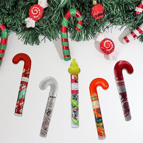 Miniatura 3 de Hershey's - Paquete de 5 tubos de bastón de caramelo para rellenar calcetines de Navidad, bastón de caramelo de Navidad de Hershey Kisses, Grinch