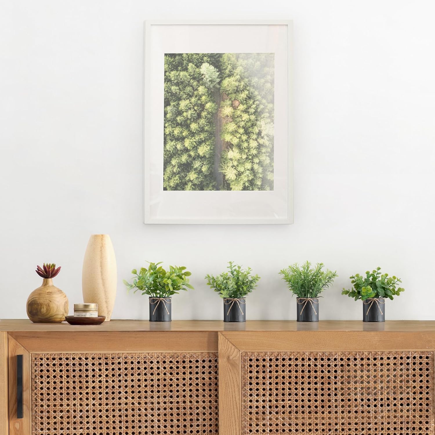 Mkono 4 Packs Small Fake Plants in Farmhouse Galvanized Pots Table Centerpiece Mini Potted Artificial Plants Faux Eucalyptus for Shelf Office Rustic Home Decor (Black, Mini-6" H) - Image 4