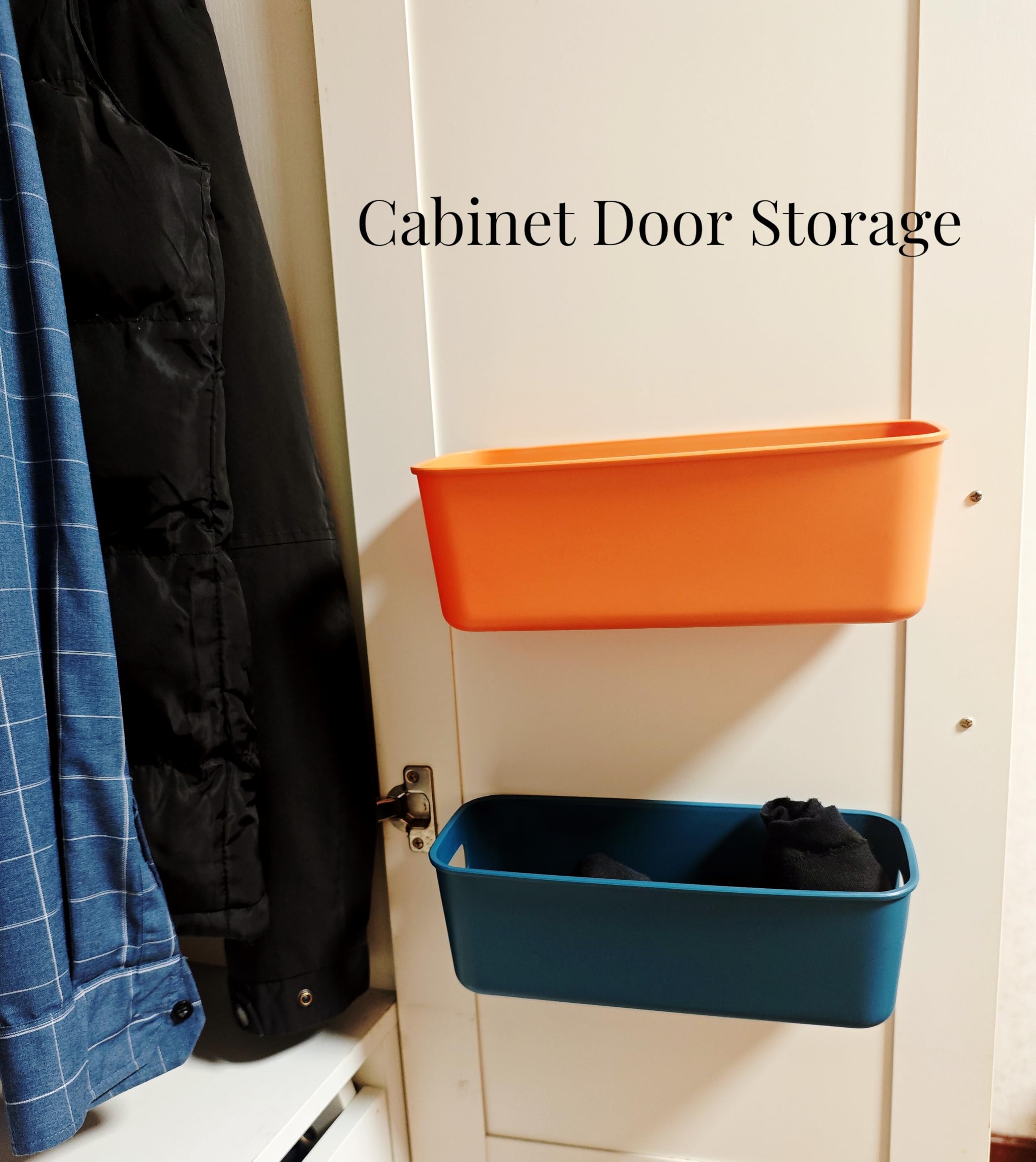 Set 6 Scatole Organizer In Plastica Con Manici - Contenitori Per Armadio, Cucina O Bagno - Multicolore - Foto 2