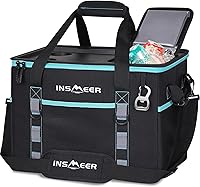 Vista 1 de INSMEER Soft Cooler Bag with Hard Shell & 2 Cup Holders, Portable 40L/70 Cans Collapsible Cooler Bags Insulated with Leakproof for Travel, ice
