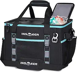 INSMEER Bolsa Termica Grande de Capota Rígida com 2 Porta-Copos, Saco Refrigerador Dobrável - 70 latas, À Prova de Vazamentos/Portátil Cooler Termico para Praia, Acampamento, Churrasco, Eventos