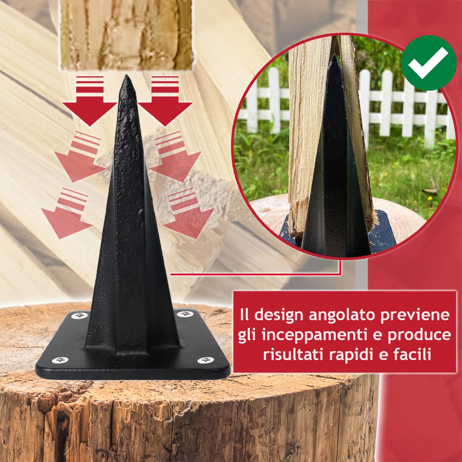 SPARES2GO Scalpello per legna da ardere, grande, resistente, per spaccare legna da ardere