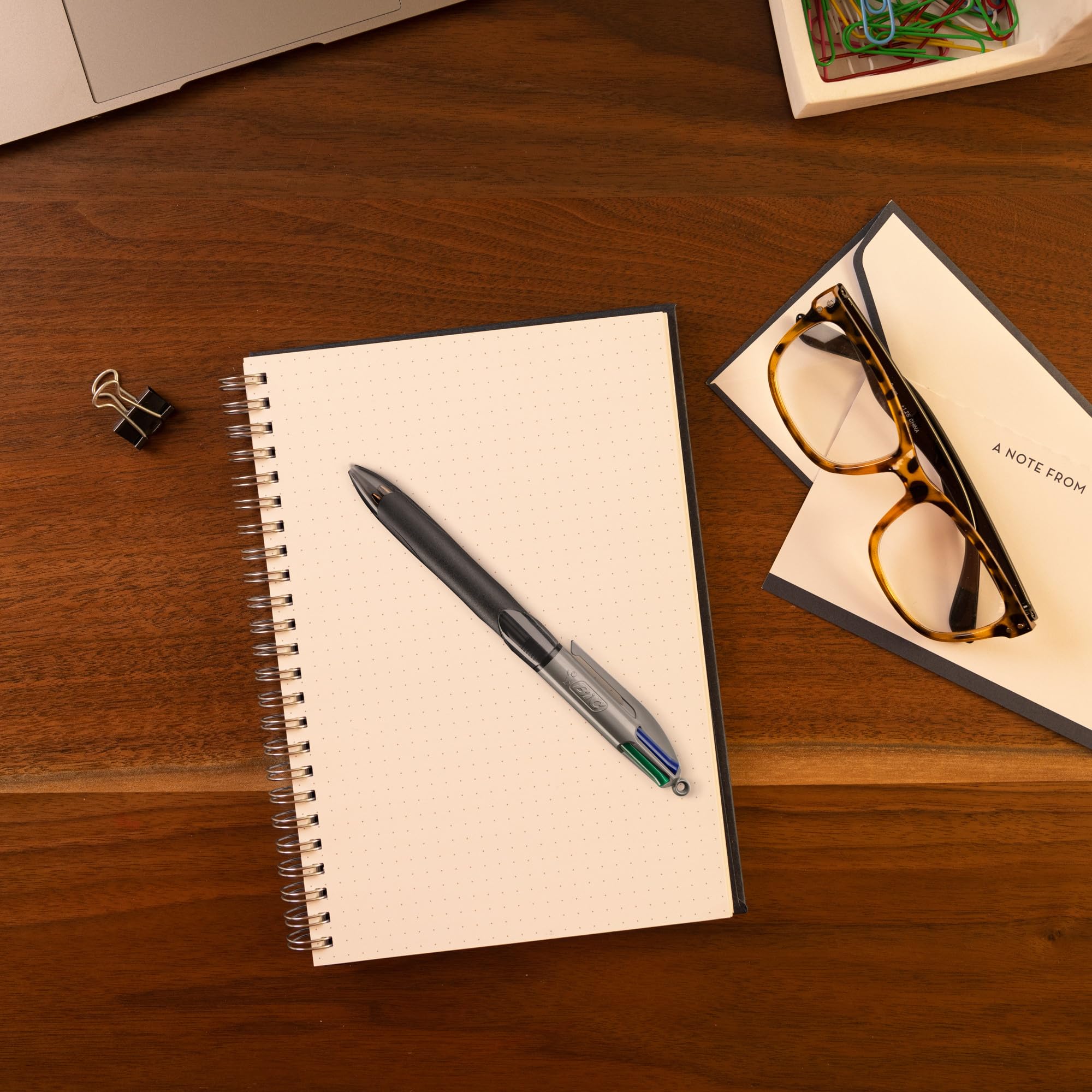 BIC 4 Color Grip Retractable Ballpoint Pen Long-Lasting Ink and Comfortable Grip 12-Count in Assorted Ink — view 3