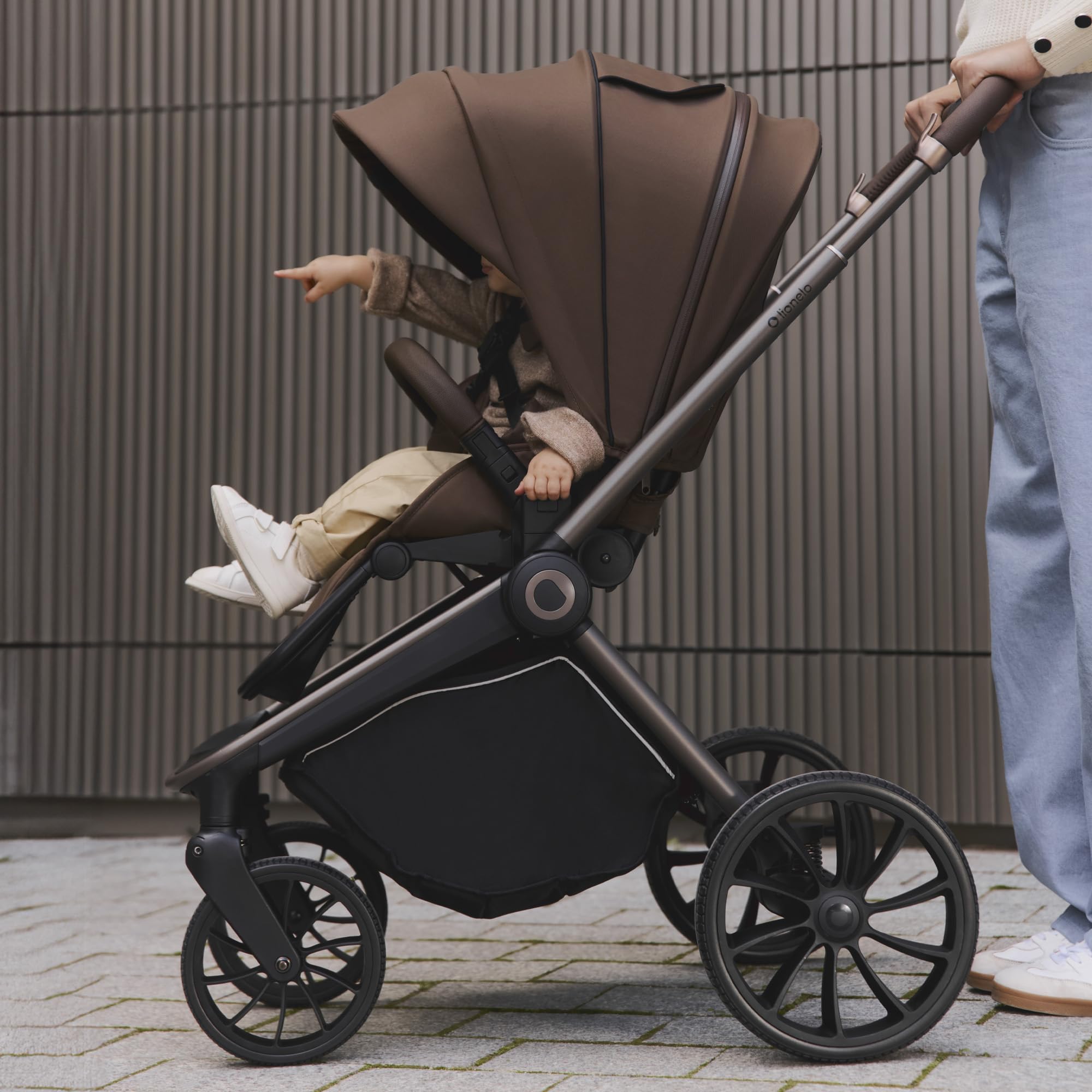 LIONELO MIKA PLUS 2 en 1 Poussette 0 à 48 mois jusqu'à 22 kg Nacelle jusqu'à 9 kg, Réglage du Dossier et du Repose-pied, Coussin, Roues Pivotantes 360° en PU Auvent XXL (Green)