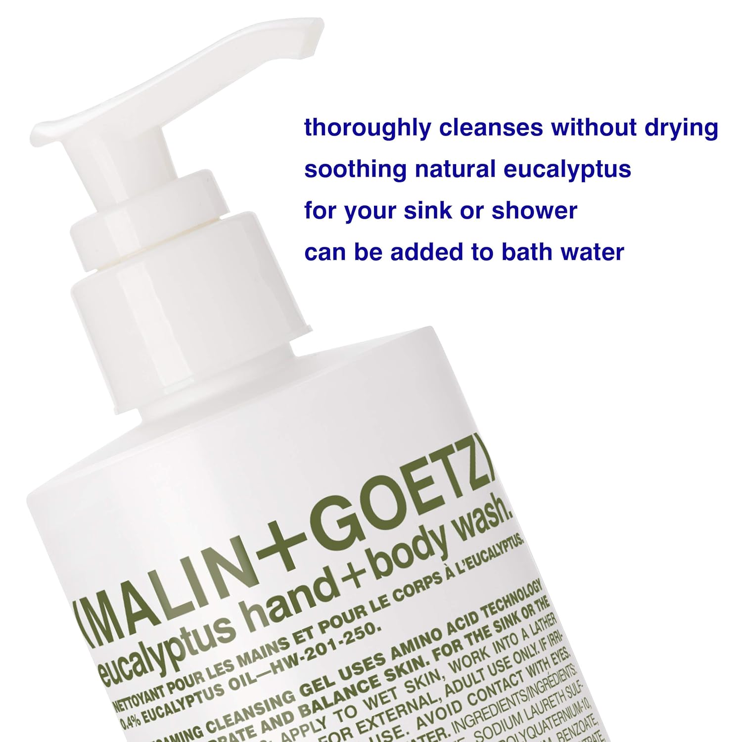 MALIN+GOETZ Hand + Body Wash | Gentle Foaming Cleanser with Botanical Extracts and Amino Acids | Hydrating, pH-Balanced, Unisex Scent | Vegan & Cruelty-Free (Eucalyptus, Bergamot, Rum, Cannabis) - Image 2