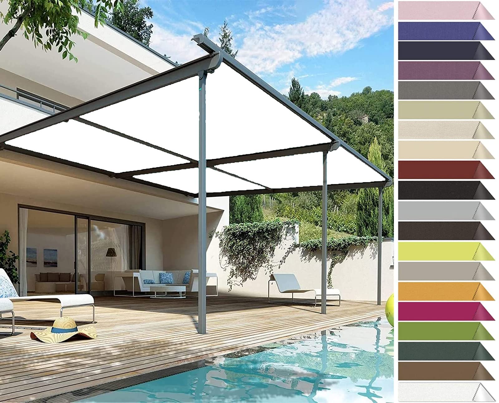Toldo vela de sombra contra el calor en el jardín para exteriores y balcones