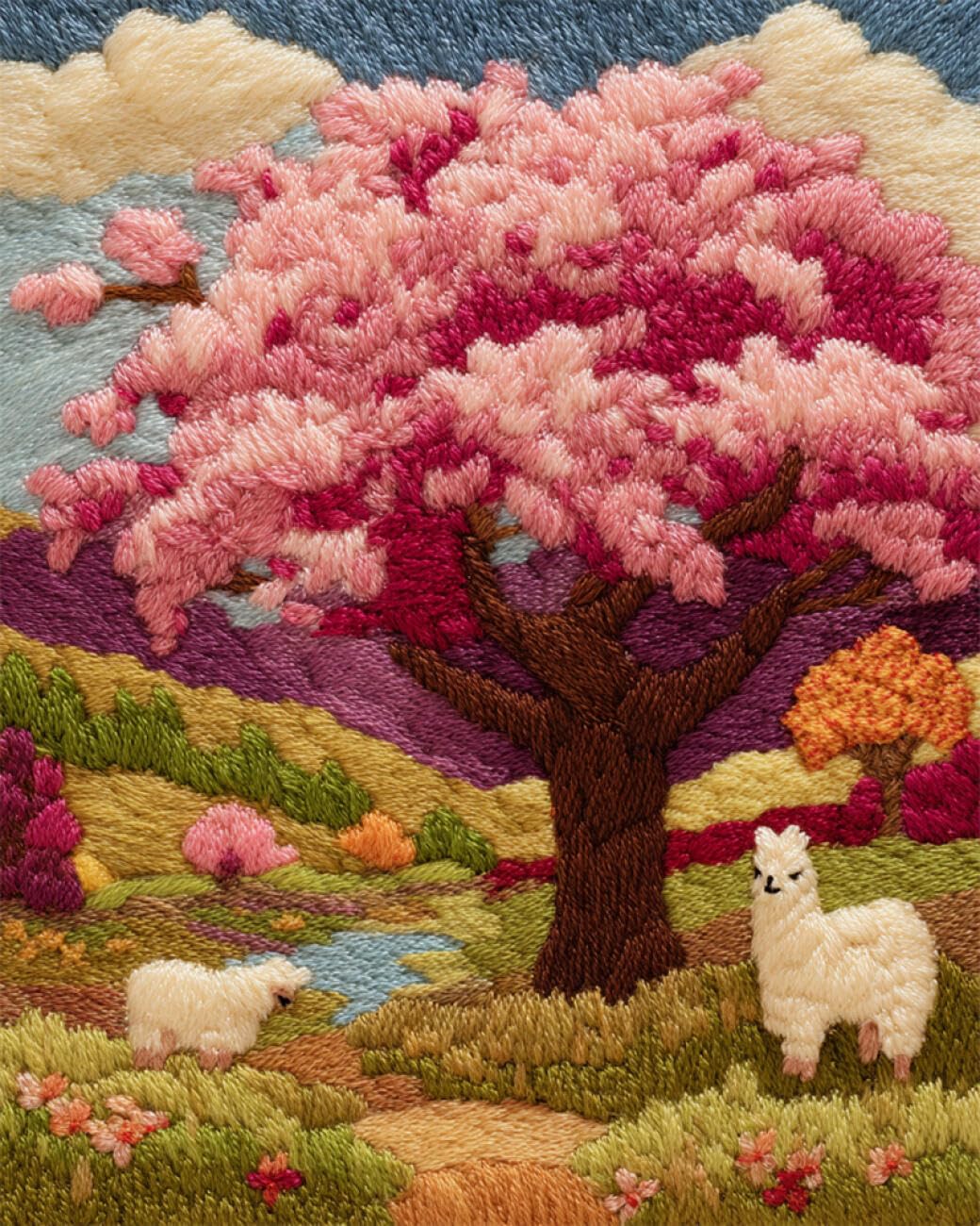 AMBATTERY Animal Latch Hook Kitsalpacas and Scenery Latch Hook Rug Kits for Adults and Beginner DIY Needlework Crocheting Carpet Kit with Color Preprinted Pattern 33x45in