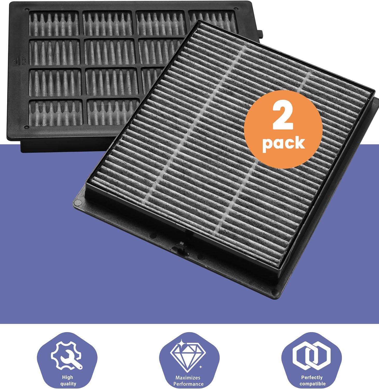 2 Pack C401 Replacement Filter Compatible with LUFTRUM Air Purifier C401a Car, With Main Filter and Activated Carbon Filters - Image 2