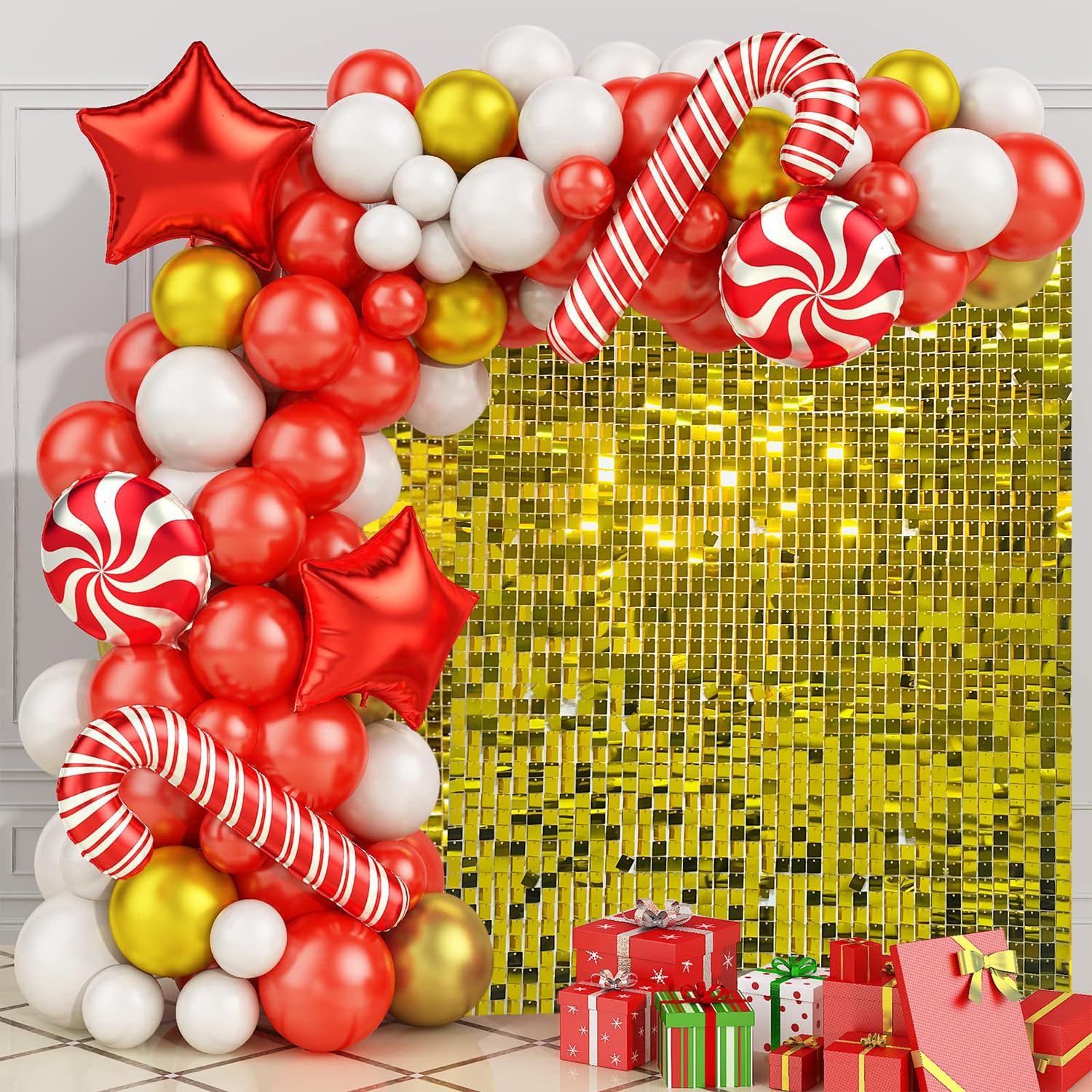 Gold Shimmer Wall Backdrop,Shiny Sequins,24PCS Sequins Backdrop Decoration Panels, Glitter Bling Photo Background Decorations for Birthday Party