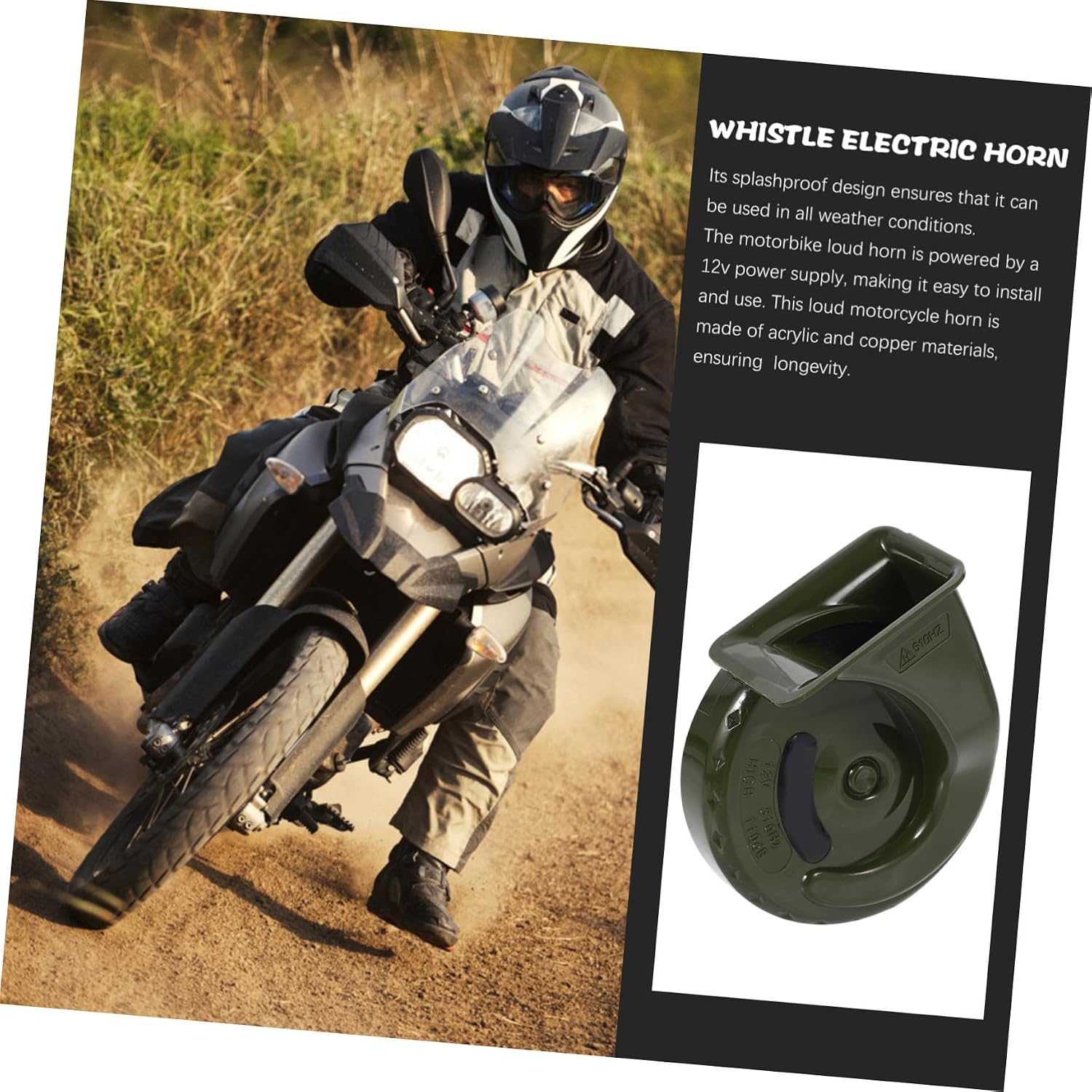 Cabilock Waterproof 12v Loud Motorcycle Horn Snail Type Loudspeaker for Motorbike Scooter Atv Replacement Electric Horn