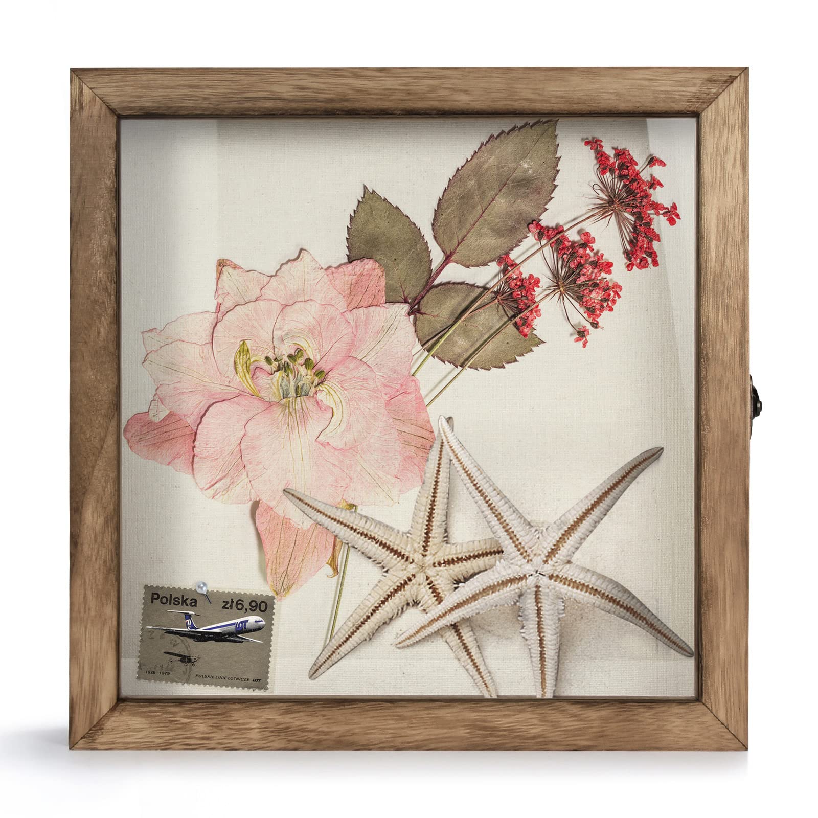 TJ.MOREE Shadow Box 12x12 Memory Display Case Wood Picture Frame Carbonized