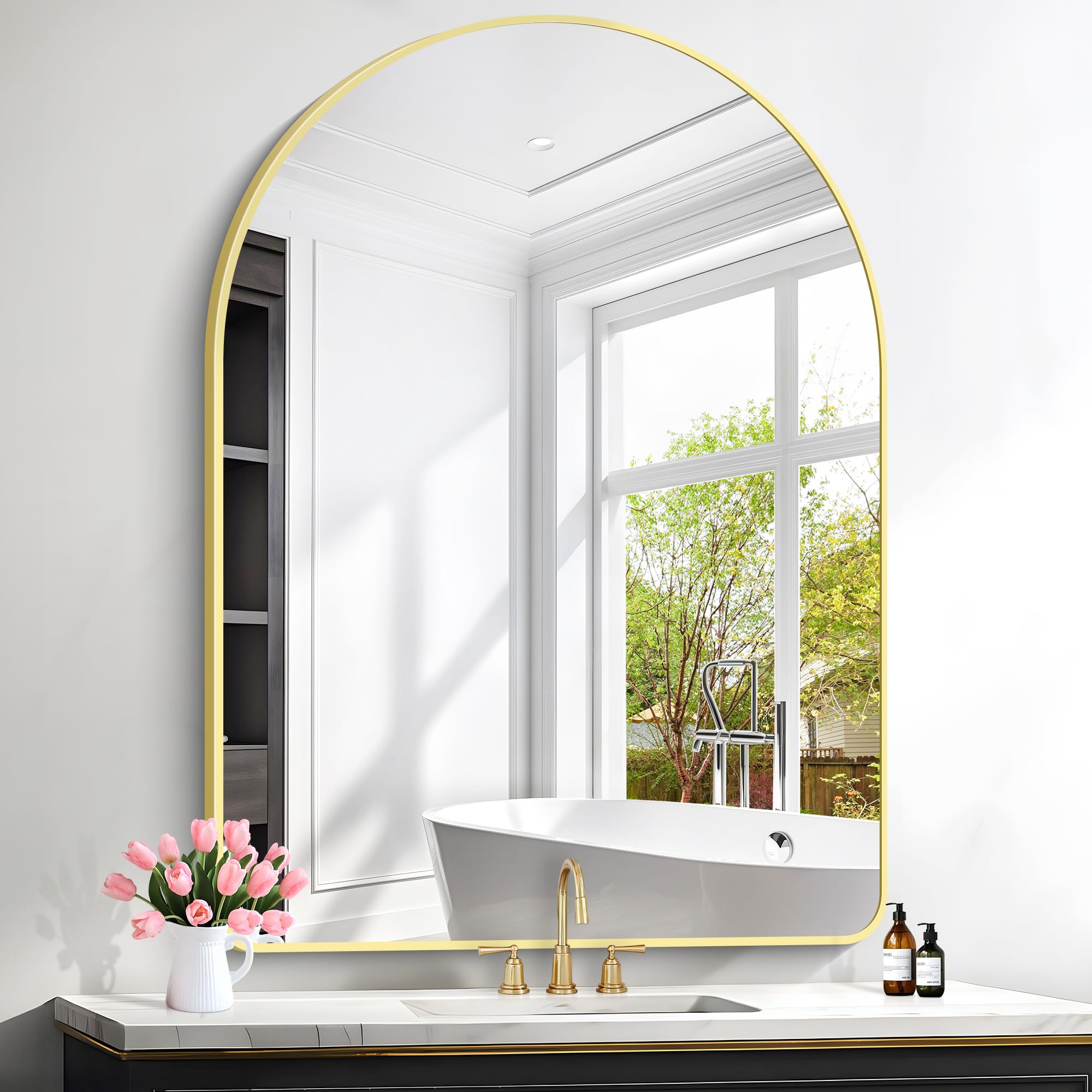 FORBATH Large Arched Wall Mirror 48x36