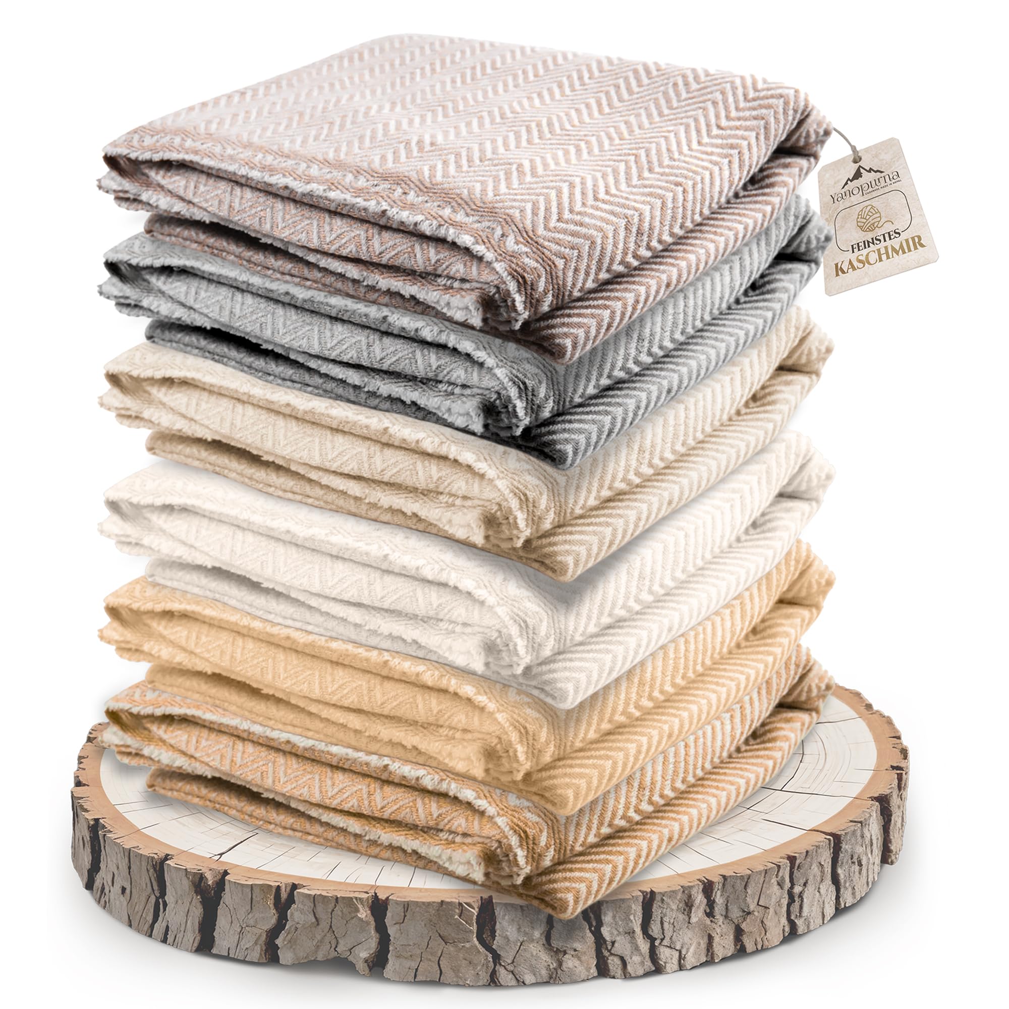 yanopurna Cashmere Manta Sofá - Suave Manta Tejida a Mano 100% Lana De Cachemira - 135 x 270 Cm Patrón De Espiga Acogedoras Mantas De Felpa para Sofá, Manta para Sofá y Silla - Fabricada En Nepal