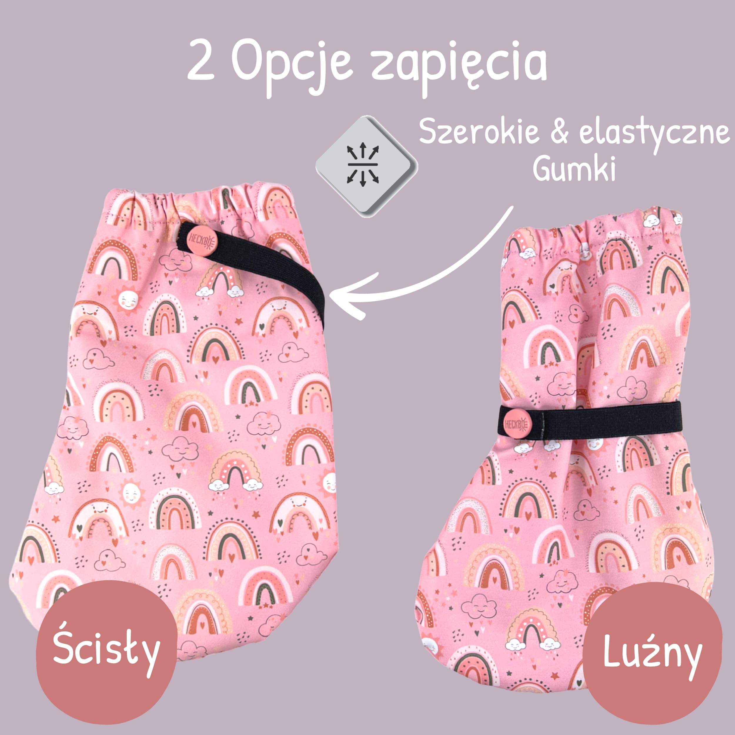 HECKBO Kalosze dziecięce bez polarowej podszewki - Różowa tęcza - 2 rozmiary - od 6 do 24 miesięcy - unisex kalosze dla dziewczynek i chłopców