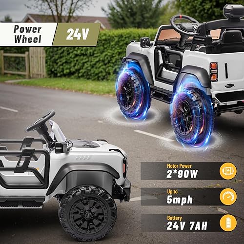 Miniatura 9 de SEGMART Dodge Charger - Auto de juguete para niños de 12 V, auto eléctrico para niños con batería grande de 7 AH y control remoto, auto para niños